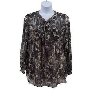 Marina Sport Marina Rinaldi Paisley Blouse Women 16 Sheer Made in Italy NWT $335